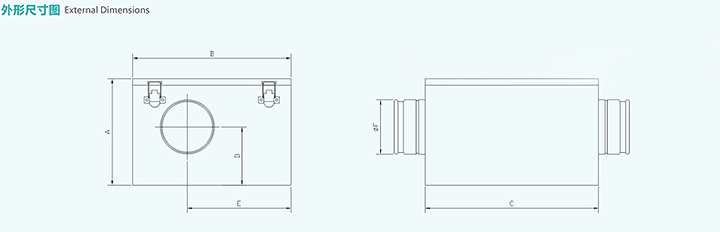静音管道风机FV-12NS3C尺寸图