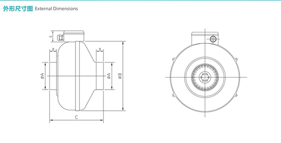 DJT25-66B圆形管道风机尺寸图